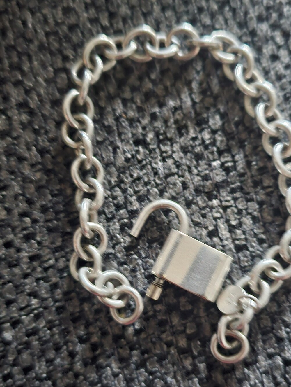 Tiffany & Co. Sterling Silver Lock Padlock Charm approx. 7" Bracelet